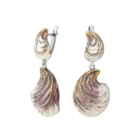 Серьги из серебра «Волна» с витражной эмалью Серьги из серебра «Волна» с витражной эмалью