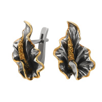 Серьги из серебра с позолотой «Цветок»