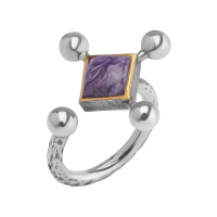 Кольцо из серебра «Умиротворение» с чароитом 