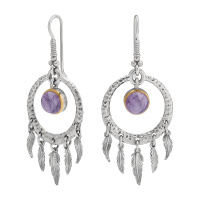 Серьги из серебра с чароитом