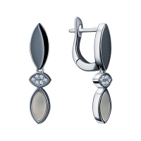 Серьги из серебра с фианитами и перламутром