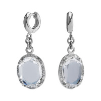 Серьги из серебра с горным хрусталем и фианитами