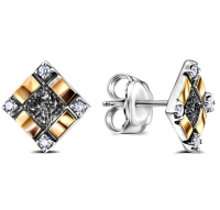 Серьги из серебра с золотом и фианитами Серьги из серебра с золотом и фианитами