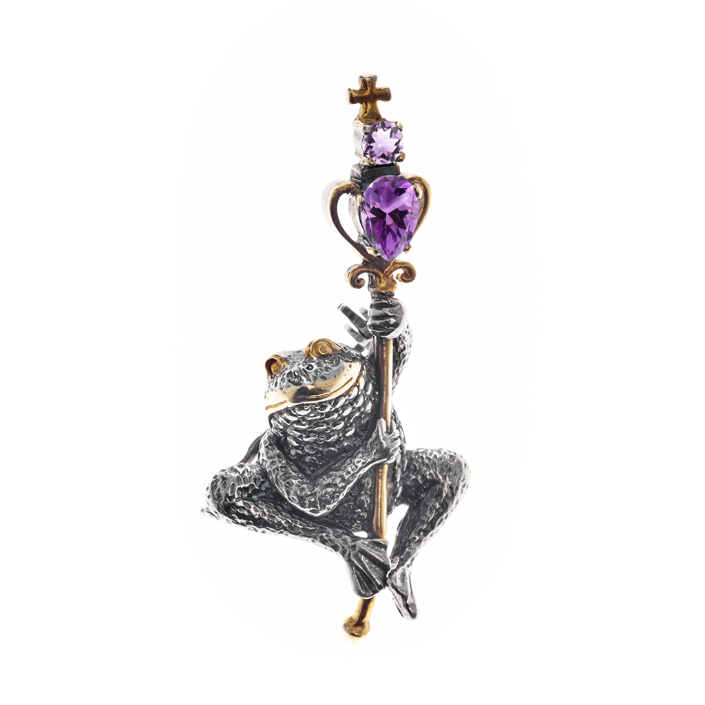 Серебряная брошь «Лягушка»