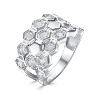 Кольцо из серебра с фианитами «Соты» Кольцо из серебра с фианитами «Соты»