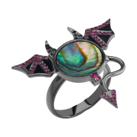 Кольцо из серебра с корундом и пеламутром «Angels and demons»