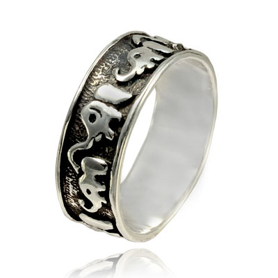 Серебряное кольцо «Слоны»