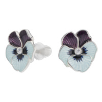 Серебряные пусеты «Анютины глазки» голубые