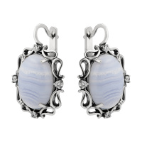 Серьги из серебра с агатом и фианитом «Галерея» Серьги из серебра с агатом и фианитом «Галерея»