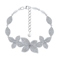 Браслет из серебра с фианитами «Цветы»