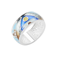 Кольцо «Мосты Петербурга» день серебро 925 с эмалью Кольцо «Мосты Петербурга» день серебро 925 с эмалью