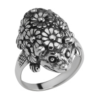 Кольцо из серебра «Ёж в цветах»