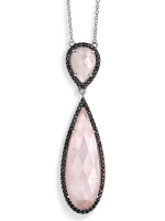 Серебряное колье с розовым кварцем, шпинелью м марказитами Swarovski