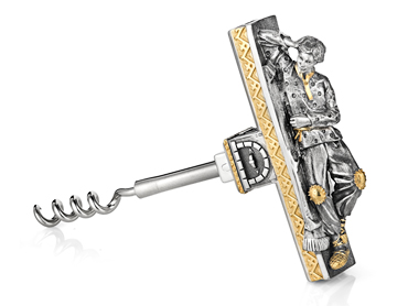 Серебряный штопор «Емеля» с позолотой