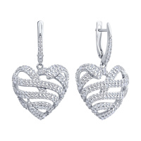 Серьги из серебра с фианитами «Змея» Серьги из серебра с фианитами «Змея»