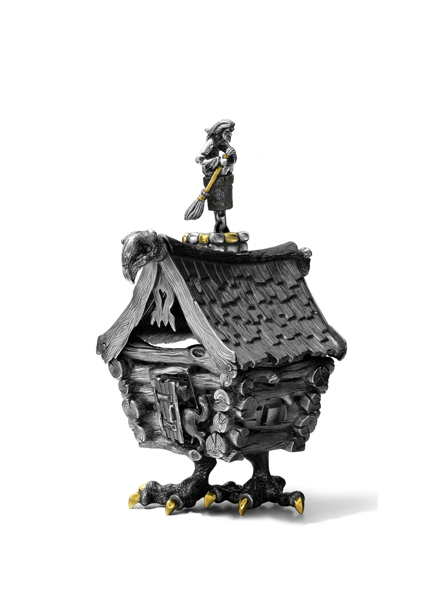 Серебряная солонка «Избушка на курьих ножках» с лопаткой