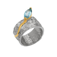 Кольцо из серебра с топазом и позолотой