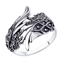 Серебряное кольцо с фианитами «Крыло»