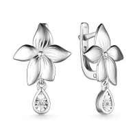 Серебряные серьги с бриллиантами «Цветок» Серебряные серьги с бриллиантами «Цветок»