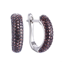 Серьги из серебра с фианитами «Brown»