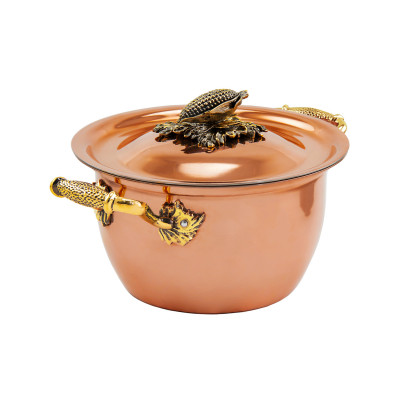 Набор медной посуды «Кукуруза» из 3-х предметов (кастрюля, сковорода, сотейник)