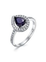 Серебряное кольцо с сапфиром и фианитами