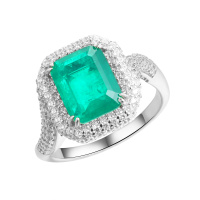 Кольцо из серебра с ситаллом и фианитами