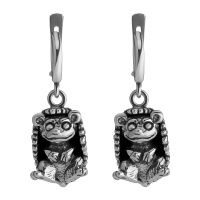 Серьги из серебра «Ёж в цветах»