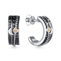 Серьги из серебра с бриллиантом «Луна» Серьги из серебра с бриллиантом «Луна»