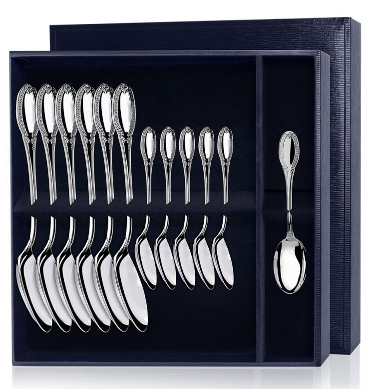 Серебряный набор «Император» 12 предметов столовые и чайные ложки