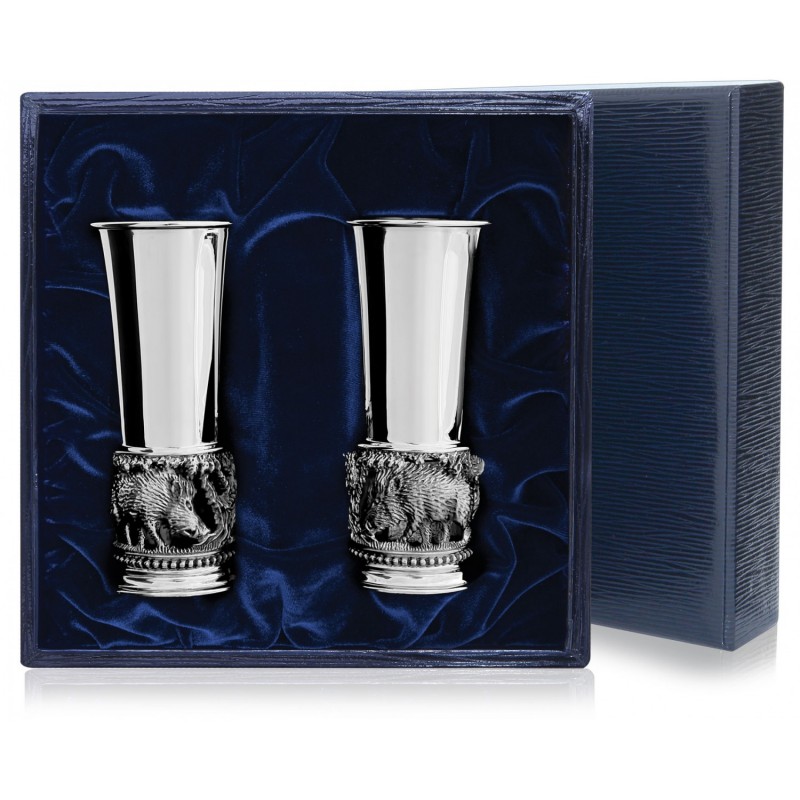 2 серебряные стопки «Кабаны»