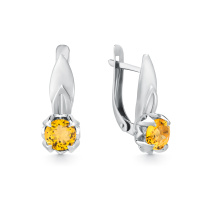 Серьги из серебра с цитрином Серьги из серебра с цитрином