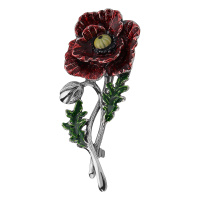 Брошь из серебра 925 мак с эмалью цветок