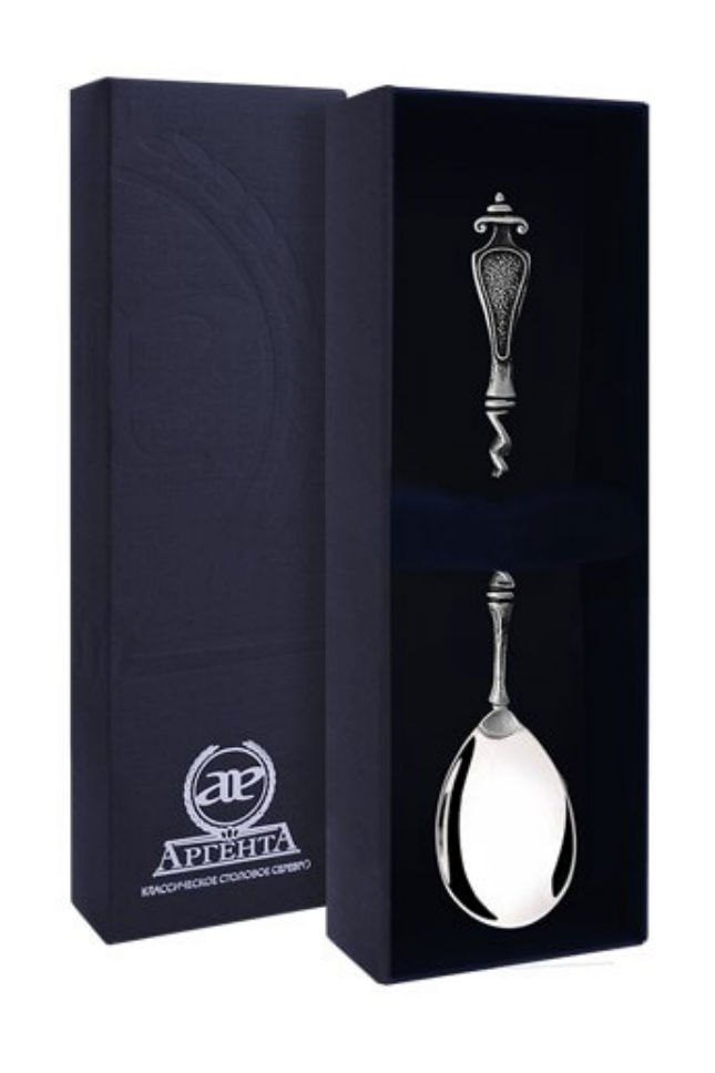 Серебряная чайная ложка «Витая» с чернением