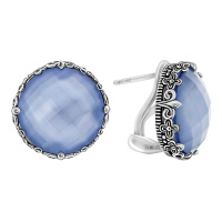 Серебряные серьги с голубым кварцем и перламутром Серебряные серьги с голубым кварцем и перламутром