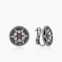 Серьги с гранатом из серебра