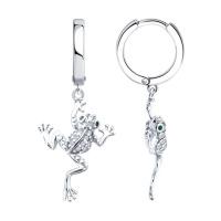 Серьги из серебра с фианитами «Лягушка»