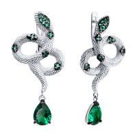 Серебряные серьги с фианитами «Змея» Серебряные серьги с фианитами «Змея»