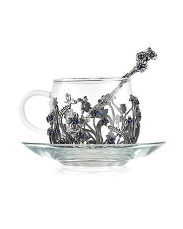 Чашка «Незабудки» с ложкой