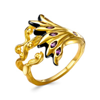Кольцо из серебра с аметистом в позолоте «Медуза»