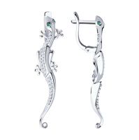 Серьги длинные из серебра с фианитами «Ящерица» Серьги длинные из серебра с фианитами «Ящерица»