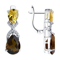 Серьги из серебра с раухтопазом Серьги из серебра с раухтопазом