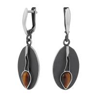 Серьги из серебра с тигровым глазом Серьги из серебра с тигровым глазом