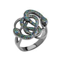 Кольцо из серебра с фианитами «Змея»