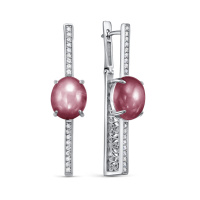 Серьги из серебра с улекситом и фианитами