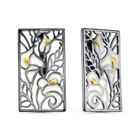 Серьги из серебра с витражной эмалью «Цветок» Серьги из серебра с витражной эмалью «Цветок»