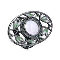 Кольцо из серебра с перламутром и фианитами «Ноктюрн»