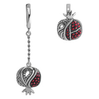 Серьги из серебра с эмалью «Гранат»
