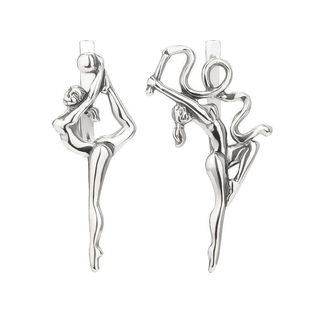 Серьги из серебра «Гимнастика»