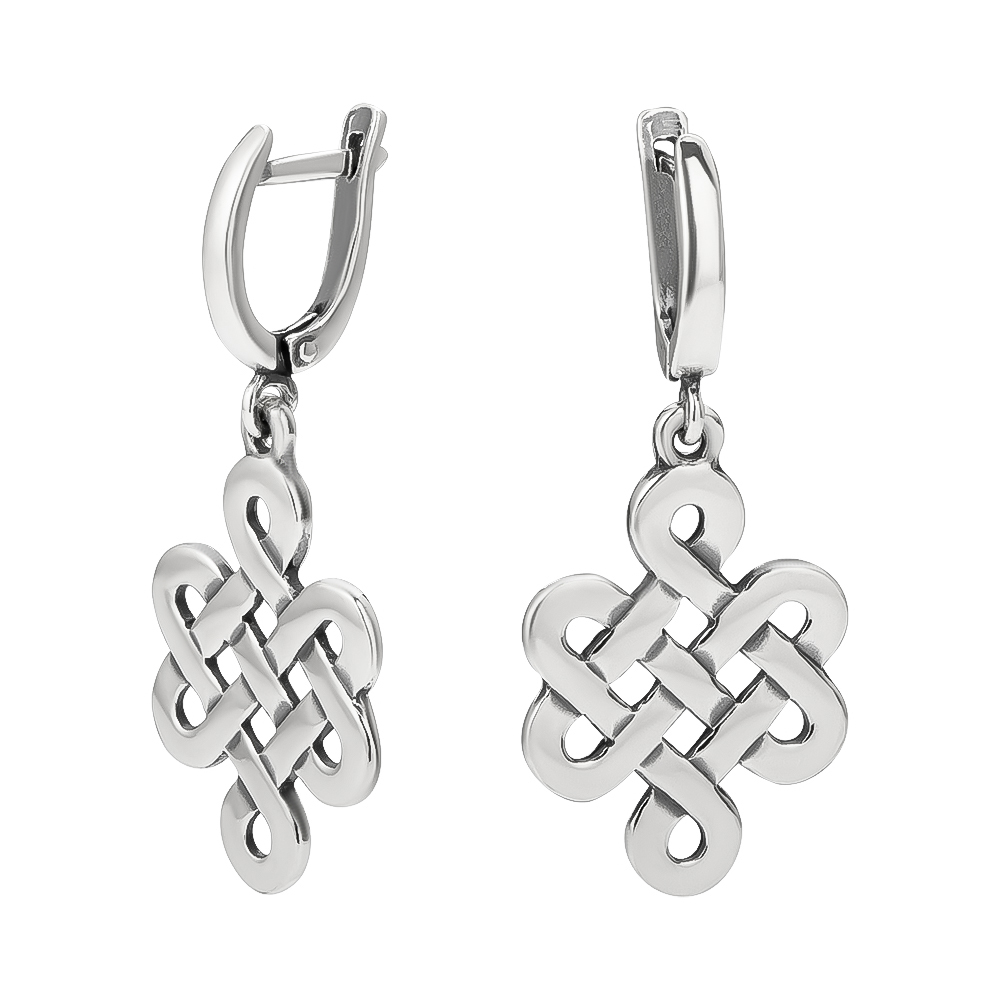 Серебряные серьги «Узел Будды»